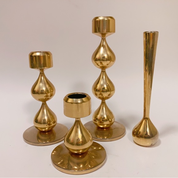 Danish Modern 24-Carat Gold Plated Candlesticks by Hugo Asmussen 1960s Set of 4 - Picture 11 of 12